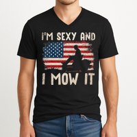 Lawn Mowing Landscaping Im Sexy And I Mow It Flag V-Neck T-Shirt