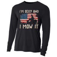 Lawn Mowing Landscaping Im Sexy And I Mow It Flag Cooling Performance Long Sleeve Crew