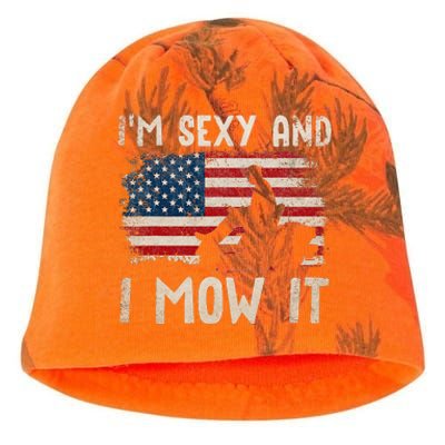 Lawn Mowing Landscaping Im Sexy And I Mow It Flag Kati - Camo Knit Beanie