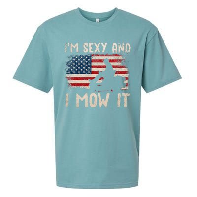 Lawn Mowing Landscaping Im Sexy And I Mow It Flag Sueded Cloud Jersey T-Shirt