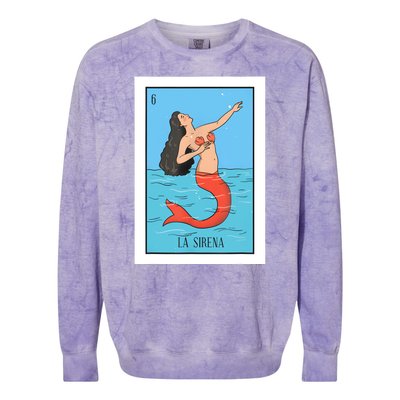 La Mermaid Lottery Gift The Mermaid Card Mexican Lottery Colorblast Crewneck Sweatshirt