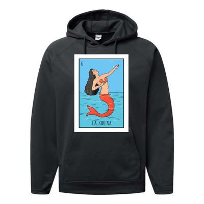 La Mermaid Lottery Gift The Mermaid Card Mexican Lottery Performance Fleece Hoodie