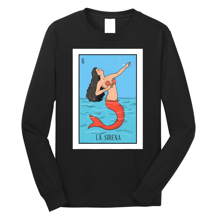 La Mermaid Lottery Gift The Mermaid Card Mexican Lottery Long Sleeve Shirt