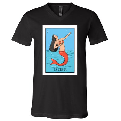 La Mermaid Lottery Gift The Mermaid Card Mexican Lottery V-Neck T-Shirt