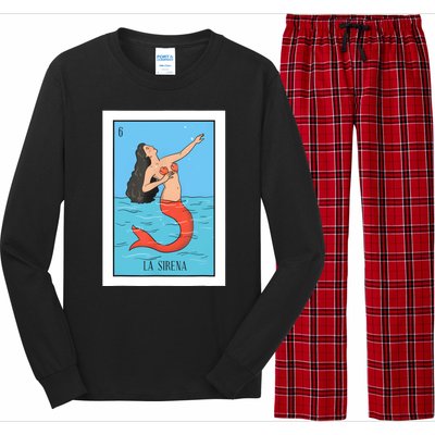 La Mermaid Lottery Gift The Mermaid Card Mexican Lottery Long Sleeve Pajama Set