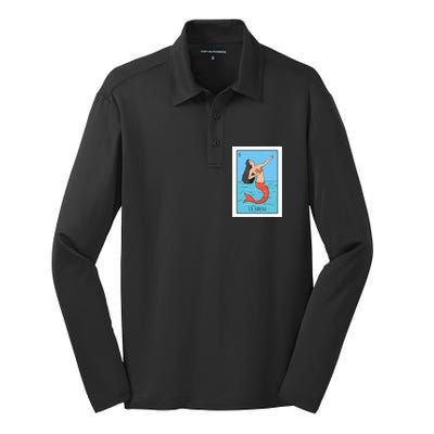 La Mermaid Lottery Gift The Mermaid Card Mexican Lottery Silk Touch Performance Long Sleeve Polo