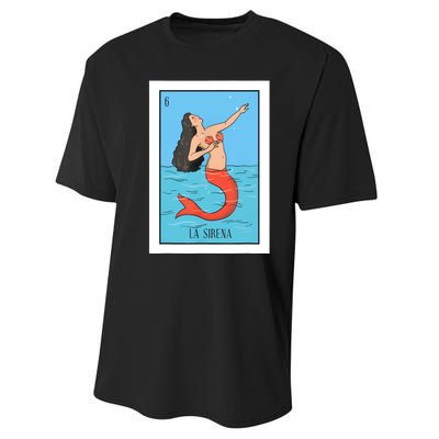 La Mermaid Lottery Gift The Mermaid Card Mexican Lottery Performance Sprint T-Shirt