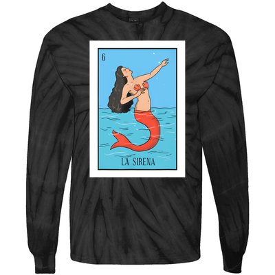 La Mermaid Lottery Gift The Mermaid Card Mexican Lottery Tie-Dye Long Sleeve Shirt