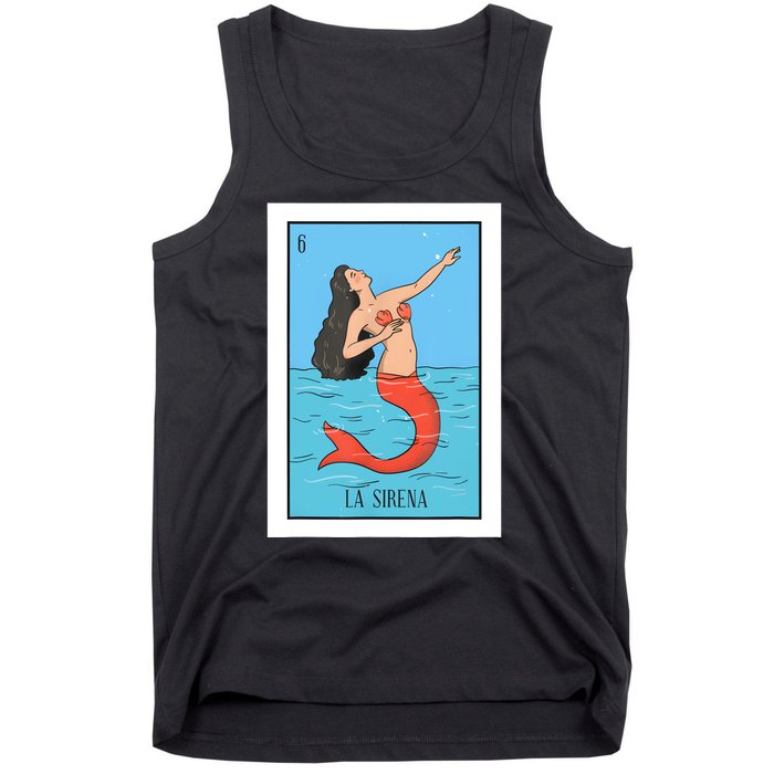 La Mermaid Lottery Gift The Mermaid Card Mexican Lottery Tank Top