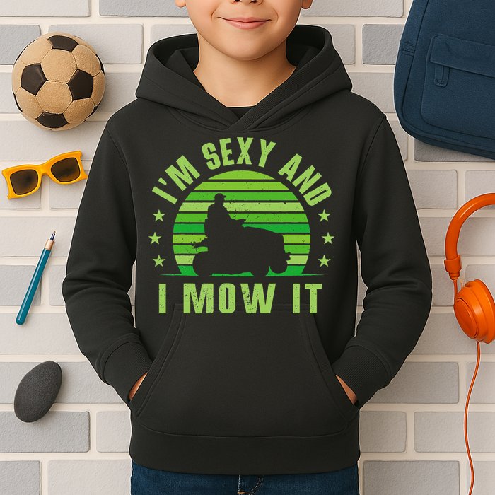 Lawn Mowing Landscaping Im Sexy And I Mow It Kids Hoodie