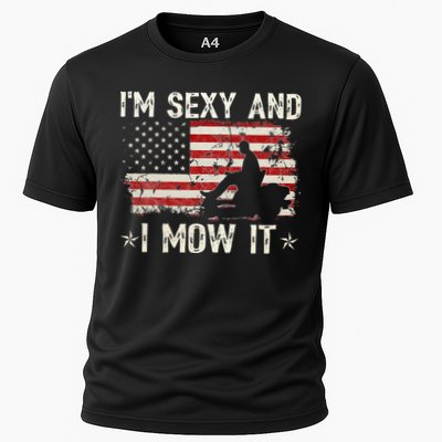 Lawn Mowing Landscaping I'm Sexy And I Mow It Flag Cooling Performance Crew T-Shirt