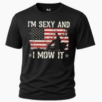 Lawn Mowing Landscaping I'm Sexy And I Mow It Flag Cooling Performance Crew T-Shirt