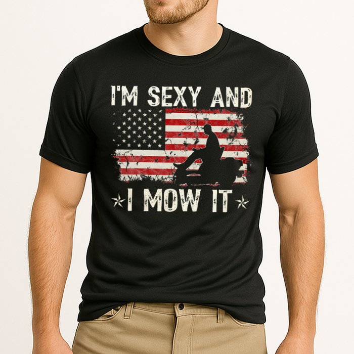Lawn Mowing Landscaping I'm Sexy And I Mow It Flag Cooling Performance Crew T-Shirt