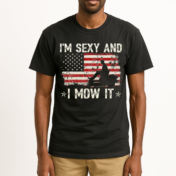 Lawn Mowing Landscaping I'm Sexy And I Mow It Flag Tall T-Shirt