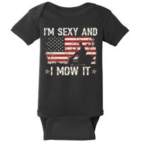 Lawn Mowing Landscaping I'm Sexy And I Mow It Flag Baby Bodysuit