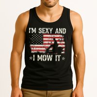 Lawn Mowing Landscaping I'm Sexy And I Mow It Flag Tank Top