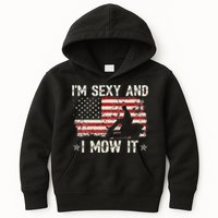Lawn Mowing Landscaping I'm Sexy And I Mow It Flag Kids Hoodie