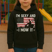 Lawn Mowing Landscaping I'm Sexy And I Mow It Flag Kids Hoodie