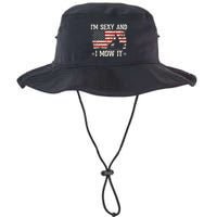 Lawn Mowing Landscaping IM Sexy And I Mow It Flag Bucket Hat