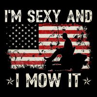 Lawn Mowing Landscaping IM Sexy And I Mow It Flag Drawstring Bag