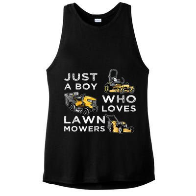 Lawn Mowing Lover For Just A Boy Who Loves Lawn Mowers Ladies PosiCharge Tri-Blend Wicking Tank
