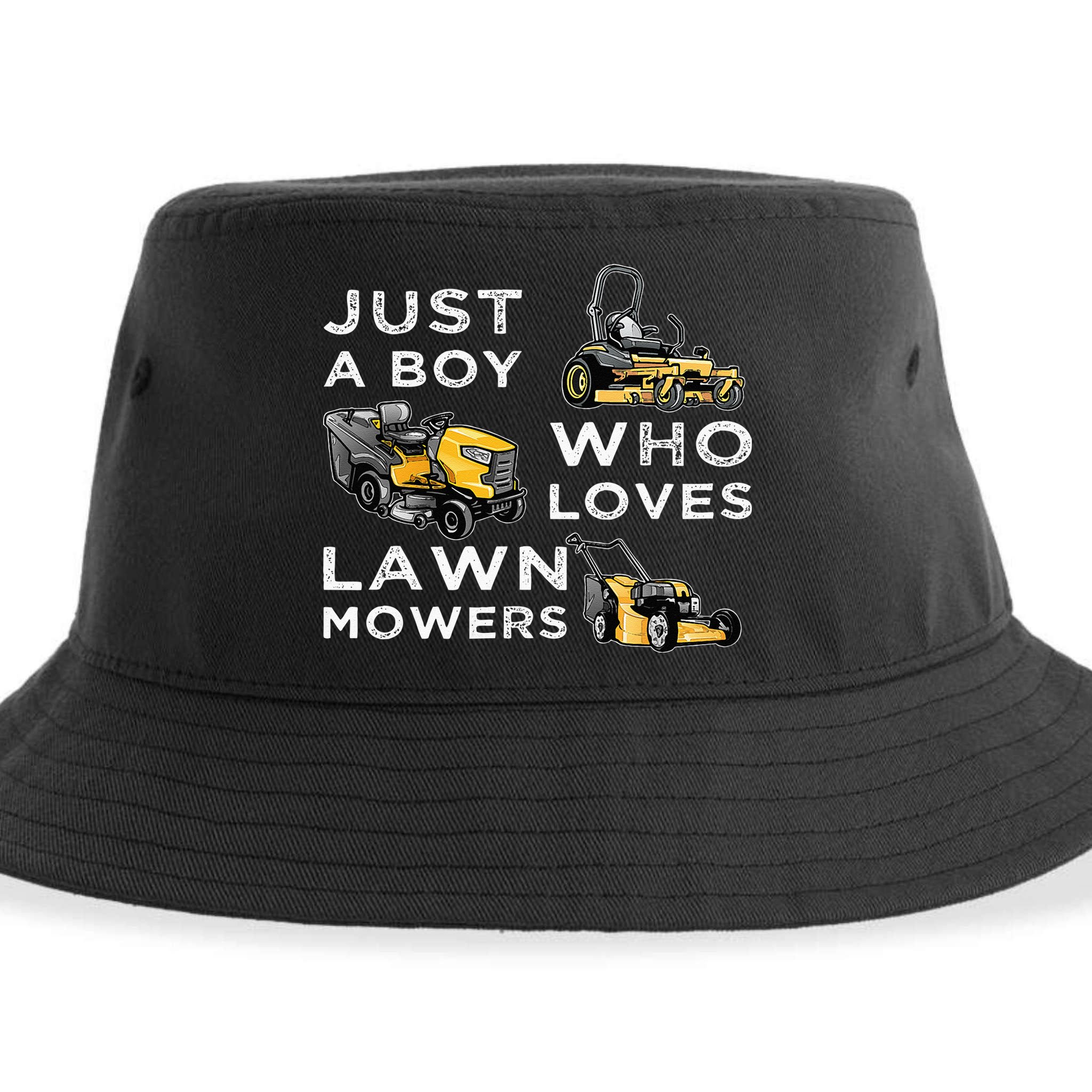Lawn Mowing Lover For Just A Boy Who Loves Lawn Mowers Sustainable Bucket Hat