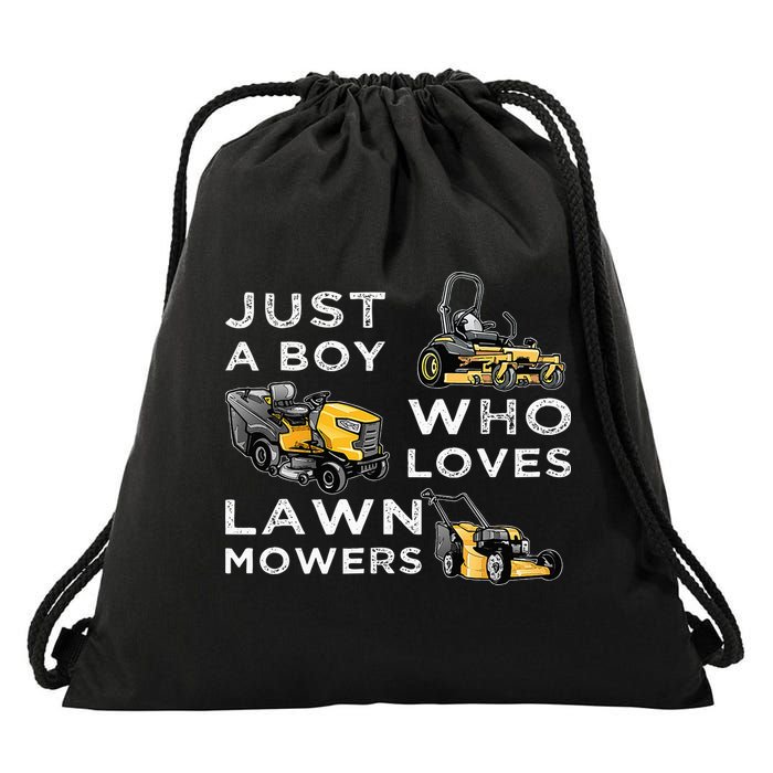 Lawn Mowing Lover For Just A Boy Who Loves Lawn Mowers Drawstring Bag