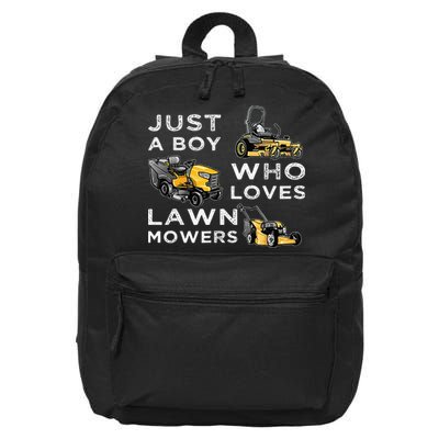 Lawn Mowing Lover For Just A Boy Who Loves Lawn Mowers 16 in Basic Backpack
