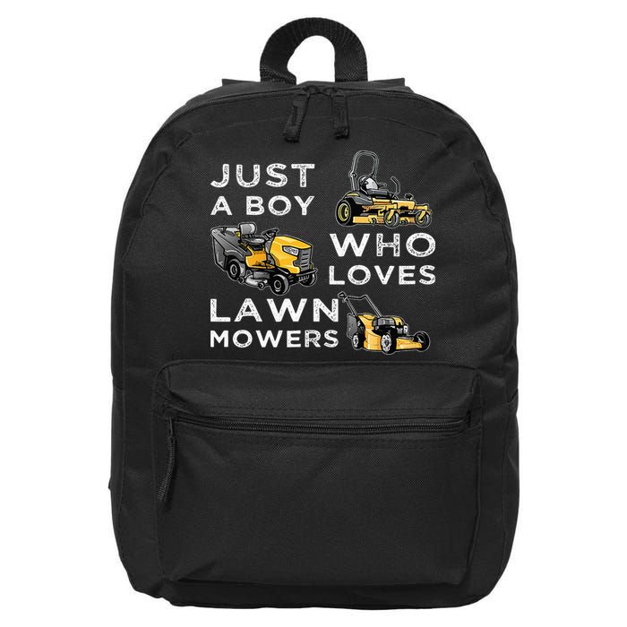 Lawn Mowing Lover For Just A Boy Who Loves Lawn Mowers 16 in Basic Backpack