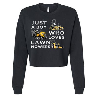 Lawn Mowing Lover For Just A Boy Who Loves Lawn Mowers Cropped Pullover Crew