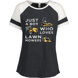 Lawn Mowing Lover For Just A Boy Who Loves Lawn Mowers Enza Ladies Jersey Colorblock Tee