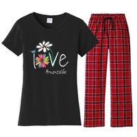 Love Mumzie Life Art Flower Color Women's Flannel Pajama Set