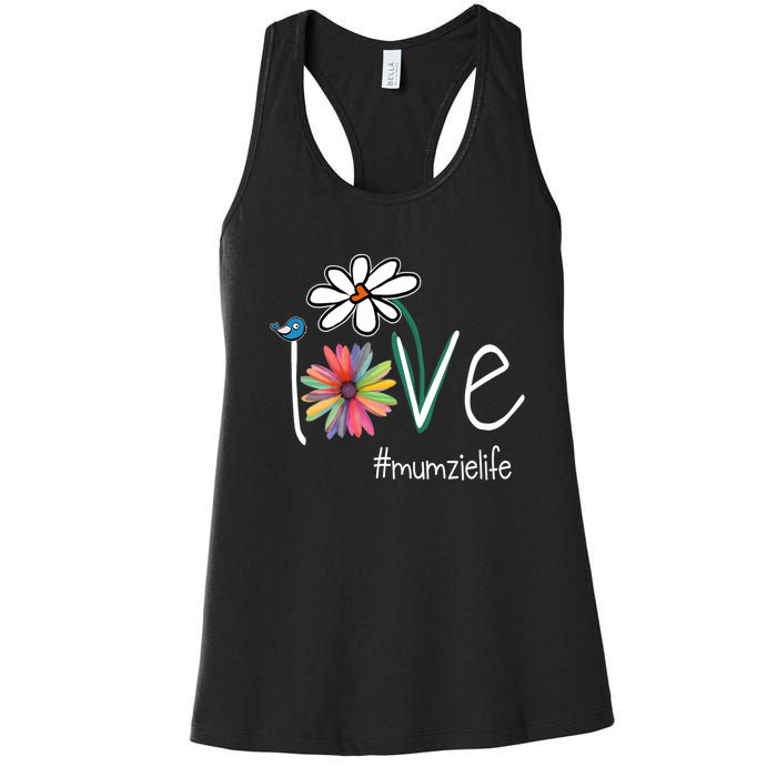 Love Mumzie Life Art Flower Color Women's Racerback Tank