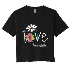 Love Mumzie Life Art Flower Color Women's Crop Top Tee