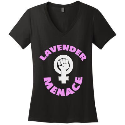 Lavender Menace Lesbian Lgbt Radfem Women's V-Neck T-Shirt