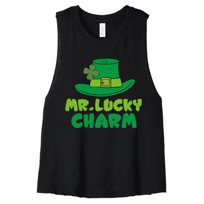 Leprechaun Mr Lucky Charm St Patricks Day Women's Racerback Cropped Tank