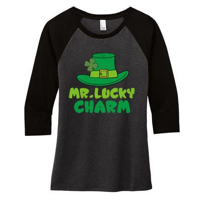 Leprechaun Mr Lucky Charm St Patricks Day Women's Tri-Blend 3/4-Sleeve Raglan Shirt