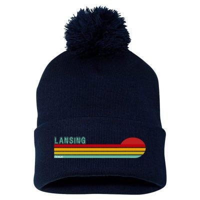 Lansing Michigan Pom Pom 12in Knit Beanie