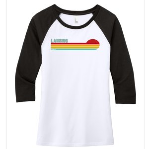 Lansing Michigan Women's Tri-Blend 3/4-Sleeve Raglan Shirt