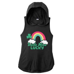 Little Miss Lucky Rainbow St Patrick's Day Ladies PosiCharge Tri-Blend Wicking Draft Hoodie Tank