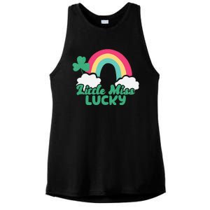 Little Miss Lucky Rainbow St Patrick's Day Ladies PosiCharge Tri-Blend Wicking Tank