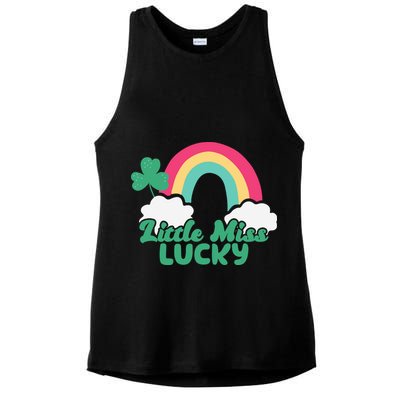 Little Miss Lucky Rainbow St Patrick's Day Ladies PosiCharge Tri-Blend Wicking Tank
