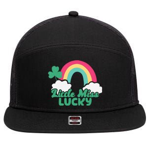 Little Miss Lucky Rainbow St Patrick's Day 7 Panel Mesh Trucker Snapback Hat