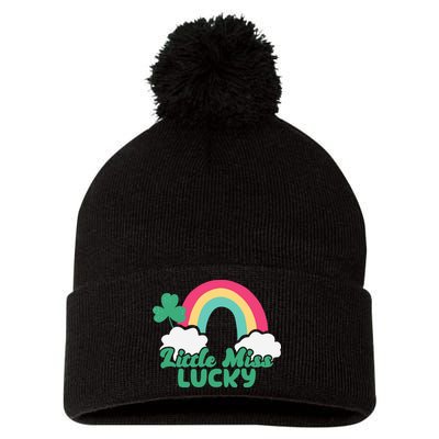 Little Miss Lucky Rainbow St Patrick's Day Pom Pom 12in Knit Beanie