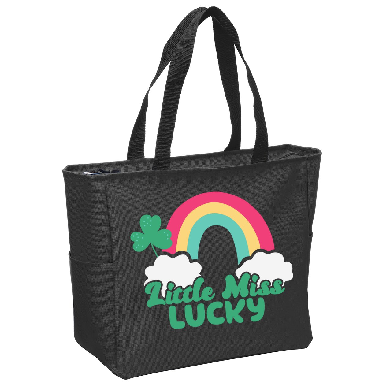 Little Miss Lucky Rainbow St Patrick's Day Zip Tote Bag