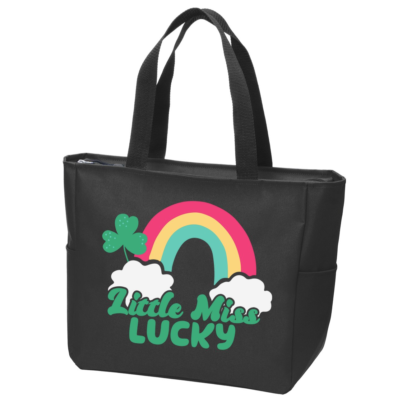Little Miss Lucky Rainbow St Patrick's Day Zip Tote Bag