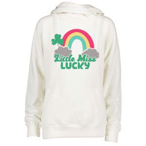 Little Miss Lucky Rainbow St Patrick's Day Womens Funnel Neck Pullover Hood