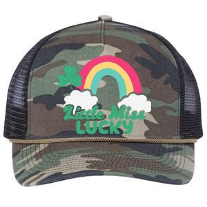 Little Miss Lucky Rainbow St Patrick's Day Retro Rope Trucker Hat Cap