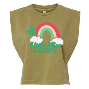 Little Miss Lucky Rainbow St Patrick's Day Garment-Dyed Women's Muscle Tee