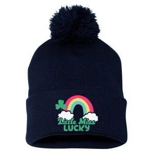 Little Miss Lucky Rainbow St Patrick's Day Pom Pom 12in Knit Beanie